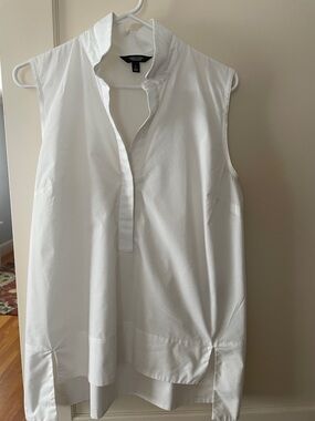 Simply Vera Vera Wang White Collared Sleeveless Tunic